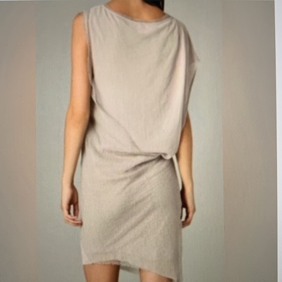 Helmut Lang Tan Asymmetrical Draped Cocktail Dress, size 6 - Picture 2 of 16